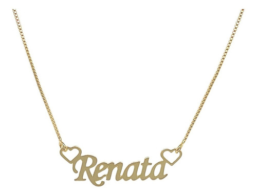 Colar Nome Personalizado Renata Banhado A Ouro + Brinde