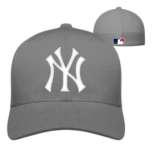 Gorra Nueva York Beisbol Cerrada Gris Logo Terciopelo Bnc