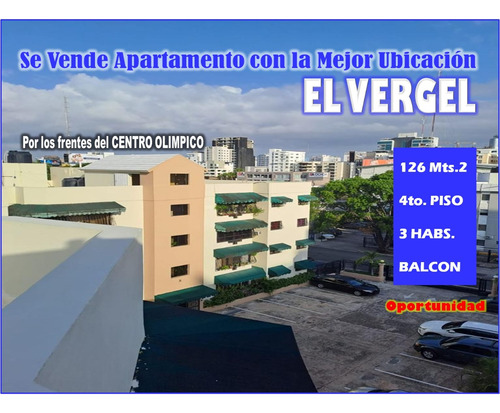 Vendo Apto En El Vergel, 3 Habs., 126 Mts.2, 4to Piso, A Media Cuadra De La 27 De Febrero, Rd$8,950,000.0000