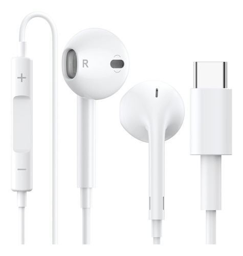 Fones de ouvido USB C tipo C, fones de ouvido com fio, microfone I