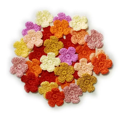 Pack X 100 Flores Tejidas Crochet Apliques A Pedido