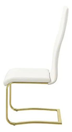 Silla Lateral Alta Blanca Y Latón Rústico (set De 4)