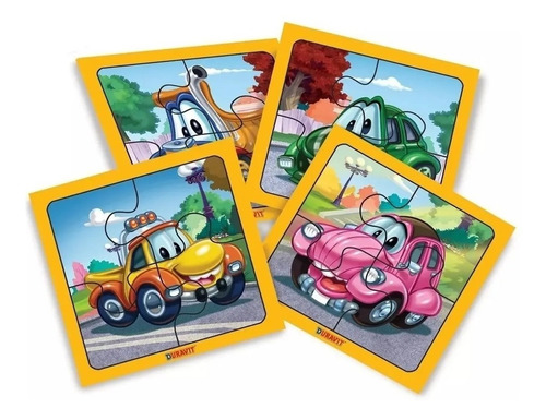 Imagen 2 de 2 de Duravit 023 Autos 4 puzzles 4 piezas