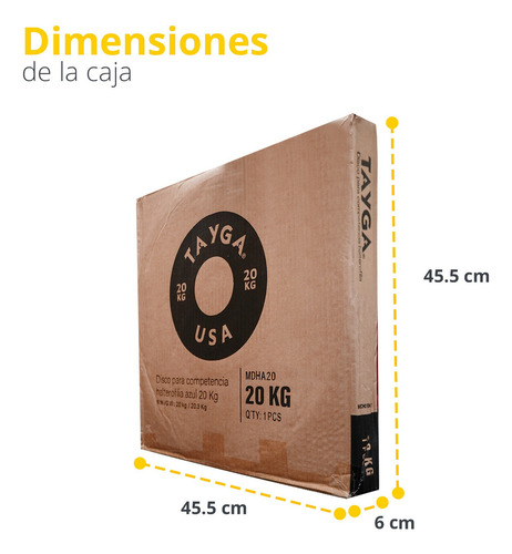 Par Disco Olímpico Heterofilia Competencia 20kg Tayga (2 Pz) Color Azul marino
