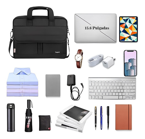Pasta Para Notebook, Bolsa Notebook Para 15,6 Polegadas Masculina Impermeável E Acolchoada, Maleta Para Notebook Executiva Portátil Estilo Bandolera Acessórios Para Notebook Taygeer 1073 Cor Preto