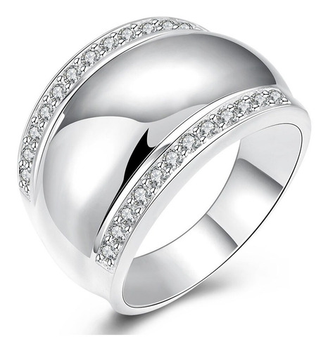 Anillo Baño Plata 925 Clásico Para Mujer Joyería Brillante