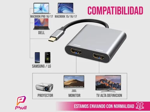 Adaptador hdmi para 2 pantallas hotsell