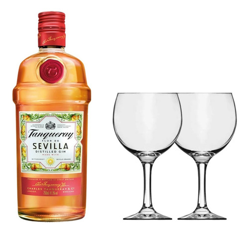 Gin Tanqueray Flor De Sevilla 700ml + 2 Copas  Zetta Bebidas