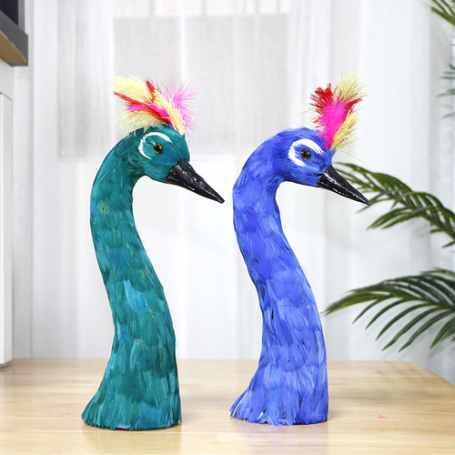 Estatua De Pavo Real De Plumas, Modelo De Cabeza De Verde