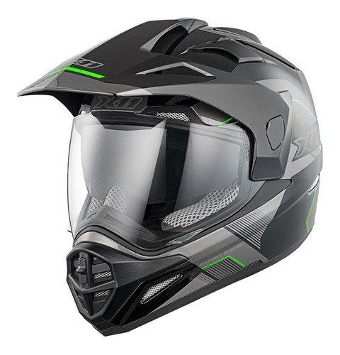 Capacete para moto  motocross X11  Crossover X3  preto e verde-néon tamanho 62 