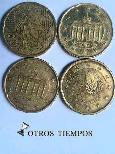 Lote De 4 Monedas De 20 Centavos De Euro
