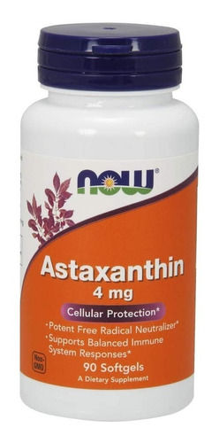 Astaxantina 4 Mg Proteccion Celular Now 90 Capsulas Blandas