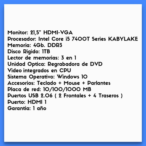 Bangho Pc Cross B02 I5 Intel Core I5 1tb Hhd 4gb Ram Win 10
