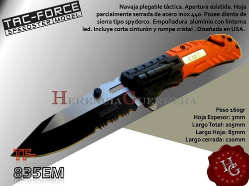 Imagen 2 de 7 de Cortapluma Tac Force Tf-835em Navaja Táctica Supervivencia