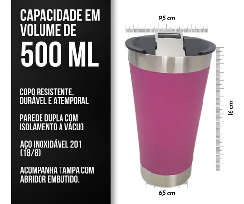 Vaso térmico para cerveza, café y té, 473 ml, con tapa roja, vaso térmico de 473 ml con tapa y abridor para cerveza