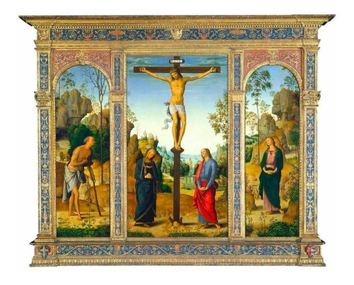 Crucificação Com A Virgem Poster 65cmx80cm Pra Decorar Sala