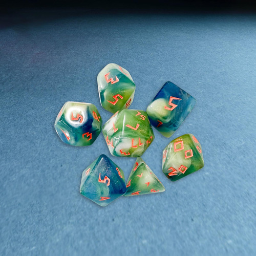 3 X 7 Dados Poliédricos Acrílicos Para Fiesta, Estilo D