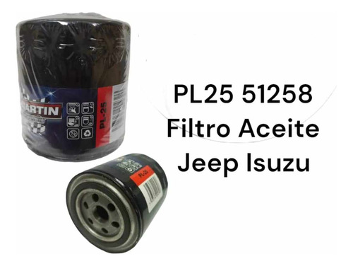 51258 Filtro Aceite Wix (pl-25) Jeep , Isuzu ,c/u