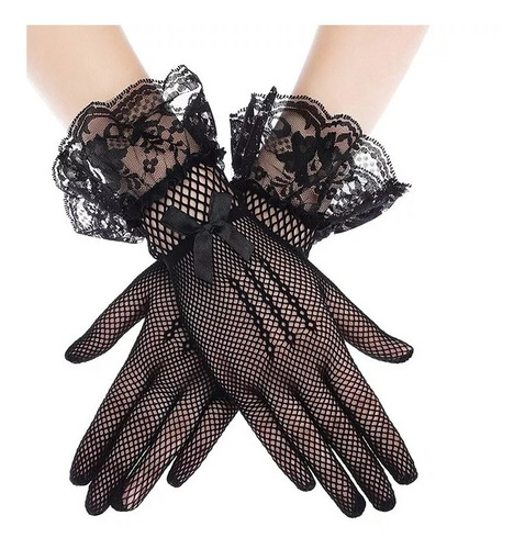 Guantes De Malla Elegantes Con Encaje Para Mujer