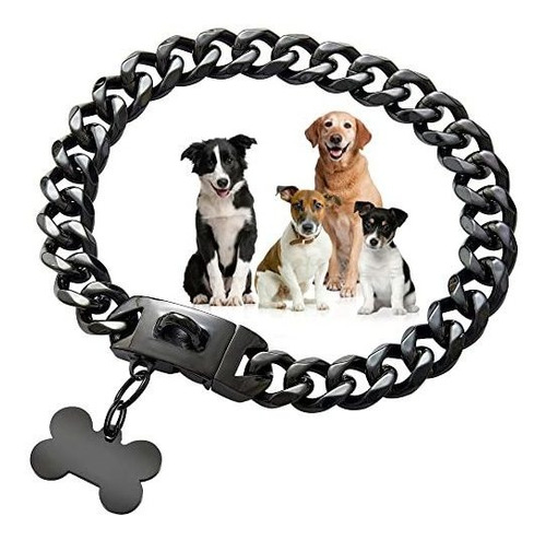 Rilpet Black Dog Chain Collar De Cadena De Metal Con 1vcc0