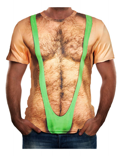 Hombre Musculoso Con Estampado Suave, Cuello Redondo, Manga