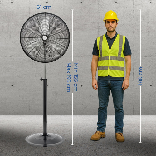 Ventilador Narvik Air De 24 Pulgadas De Pedestal, Oscilatorio, Altura Ajustable, Potente Con Aspas Metálicas