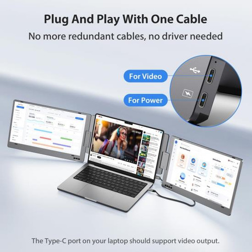Kyy Extensor De Pantalla Triple Para Computadora Portátil, M