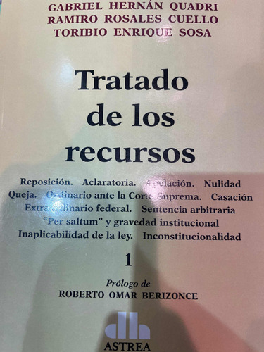 Tratado De Los Recursos. (2 Tomos) - Quadri / Cuello / Sosa