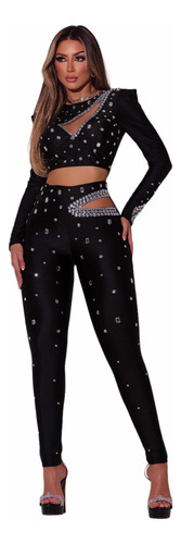Conjunto De Calça É Cropped Detalhes Nude Blogueira Panicat