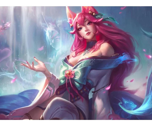 Tatuagem Temporária Cosplay Ahri Lol Rosa