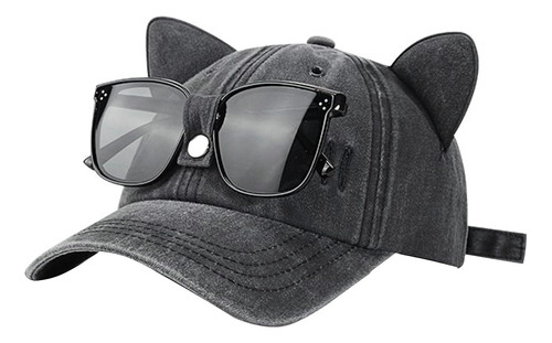 Gorra De Béisbol Con Orejas De Gato Con Anteojos De Sol