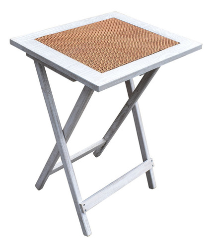 Mesa Plegable De Madera Portátil De Jardín Multiusos Color Rectangular Natura Blanco