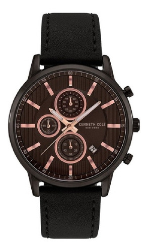 Reloj Kenneth Cole New York Para Hombre Original / Color de la correa Negro Color del fondo Café obscuro