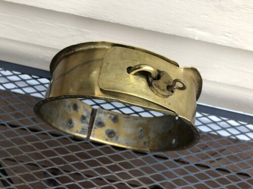 19th Century Large Breed Mastiff Hinged Brass Dog Collar W