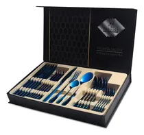Comprar Juego De Cubiertos Azules, Servicio De Cubiertos De Acero In