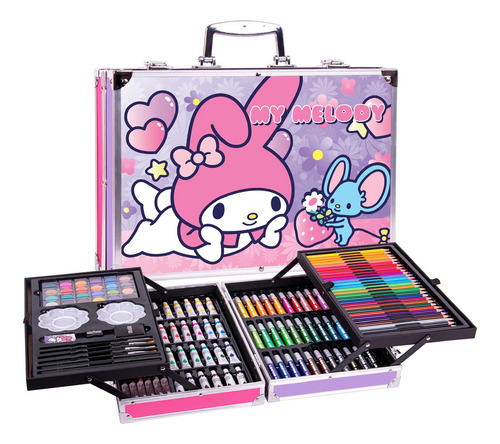 Berry Hip Set de Arte My Melody Maletín Rosa, Acuarelas, Acrílicos, Lápices de Colores, Marcadores, Ideal para Niñas, Regalo, Escuela o Principiantes