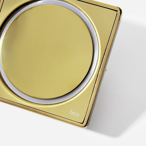 Kit 05 - Ralo Click Inox Dourado 10x10 Cm + Porta Grelha