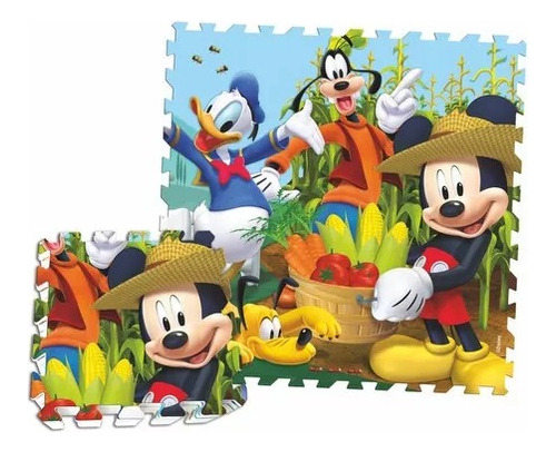 Piso De Goma Eva Disney Mickey Mouse Encastre 9 Placas