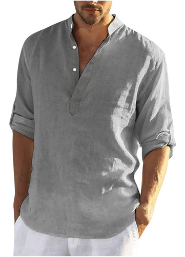 Camiseta De Playa Sólida Con Cuello Alto Informal Para Hombr