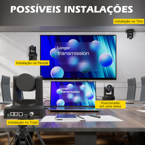 Câmera Para Igrejas Ptz Hd 1080p 20x C/ Ip Vedo Hdmi E Sdi