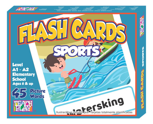Tarjetas De Aprendizaje De Vocabulario De Deportes En Inglés 45 Pzas | Tamaño: 18x22 Cm | Tarjetas Educativas En Inglés Teach Play| Flash Cards Sports