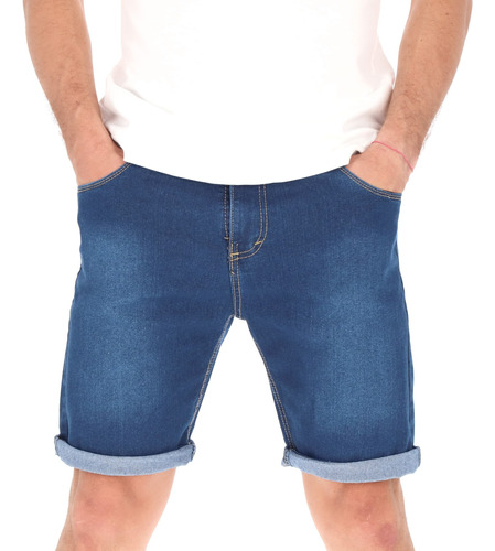 Bermuda De Mezclilla Slim Para Hombre Short Casual De Moda 