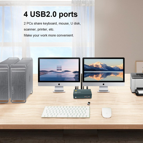 Conmutador Kvm Hdmi 2 Monitores 2 Computers, Switch 2