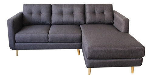 Sala Esquinera Estonia 3 Plazas - Madera Y Tapiz Color Gris