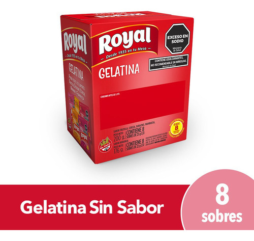 Gelatina Sin Sabor Royal X 8 Unidades