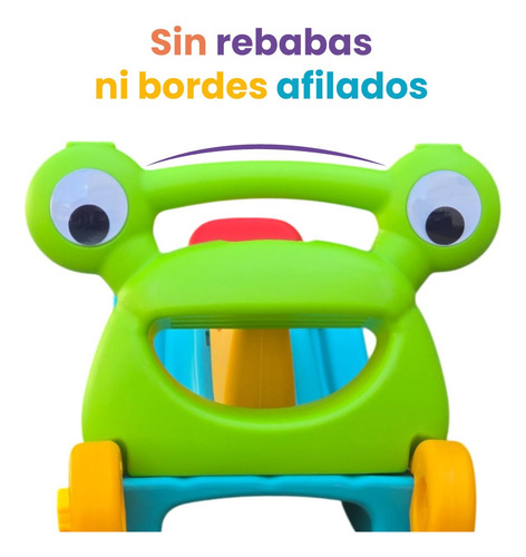 Mecedora Infantil 2 En 1 Balancín Resbaladilla Rana Color Verde Rana Mecedora
