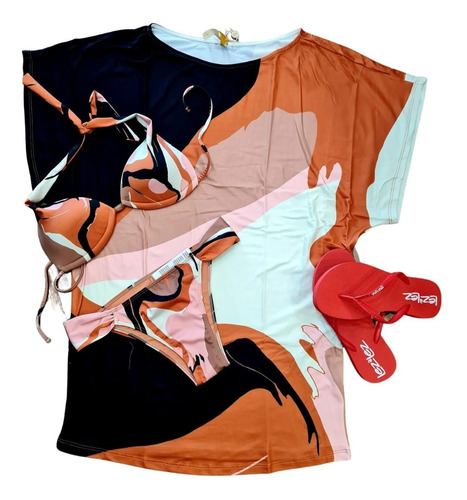 Imagem 1 de 3 de T-shirt Dress Estampada Morena Rosa 120089