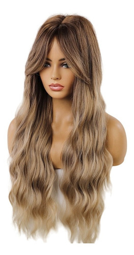 Peruca Ondulada Lace Wig Com Franja Cor Tt4 60cm + Wig Cap 