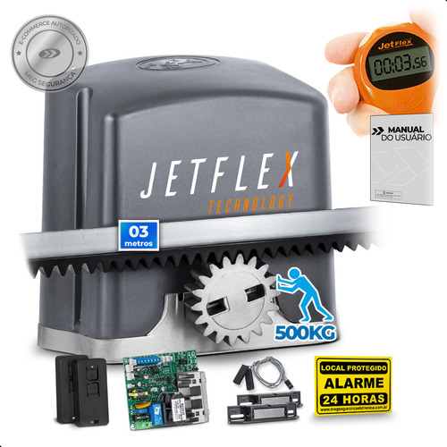 Kit Motor Ppa Dz Rio 1/4 Rápido 3m Crem Portão 500kg Jetflex