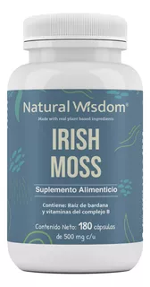 Natural Wisdom Irish Moss - Musgo Irlandes Raíz Bardana Vitamina Yodo - 180u - Sin sabor